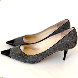 Jimmy Choo Heels Grey x Black Wool x Patent Leather 02660a EU39.5 / 8.5 US